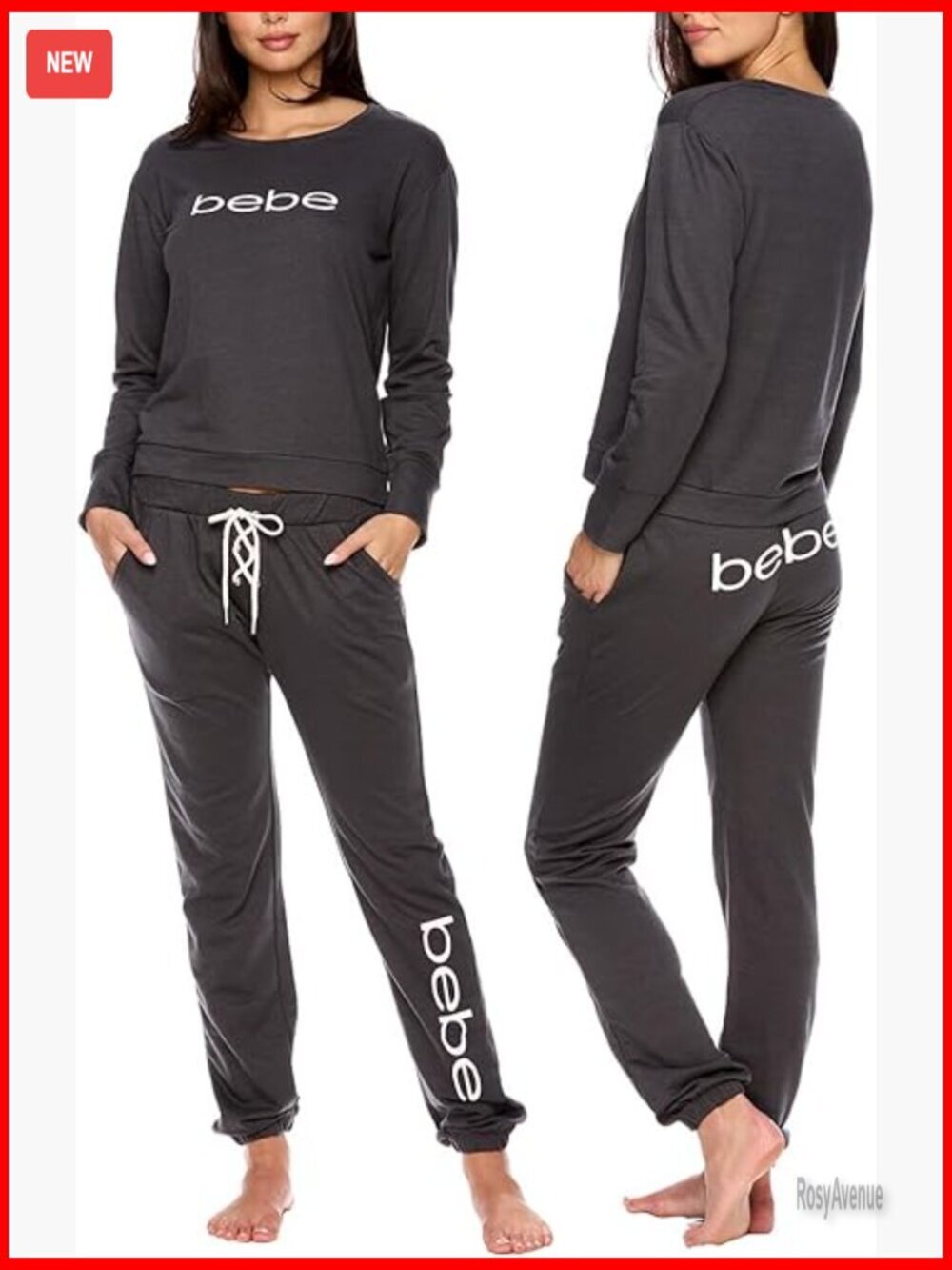 Long Sleeve Pajama Set with Pockets - French Terry Pullover & Pants
